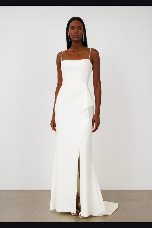 Ivory Minimalist Slit Gown