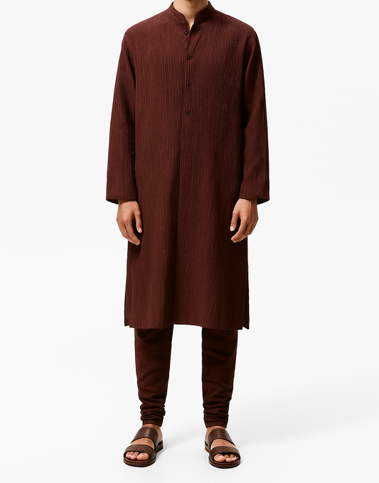 Chocolate Brown Textured Kurta