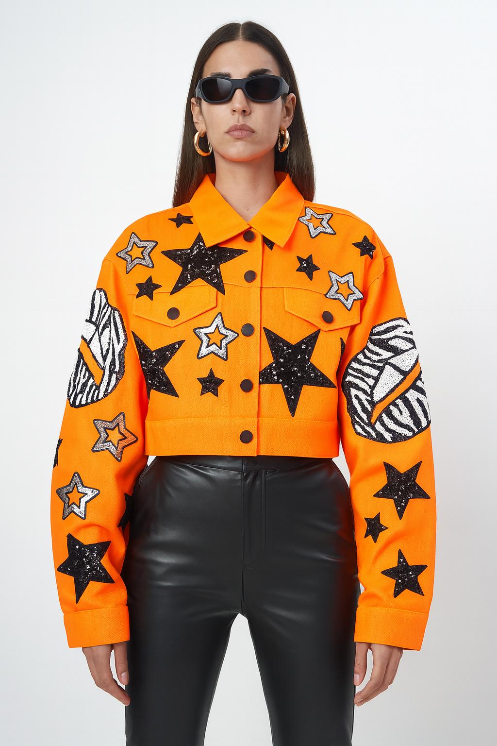 Funky patched orange jacket