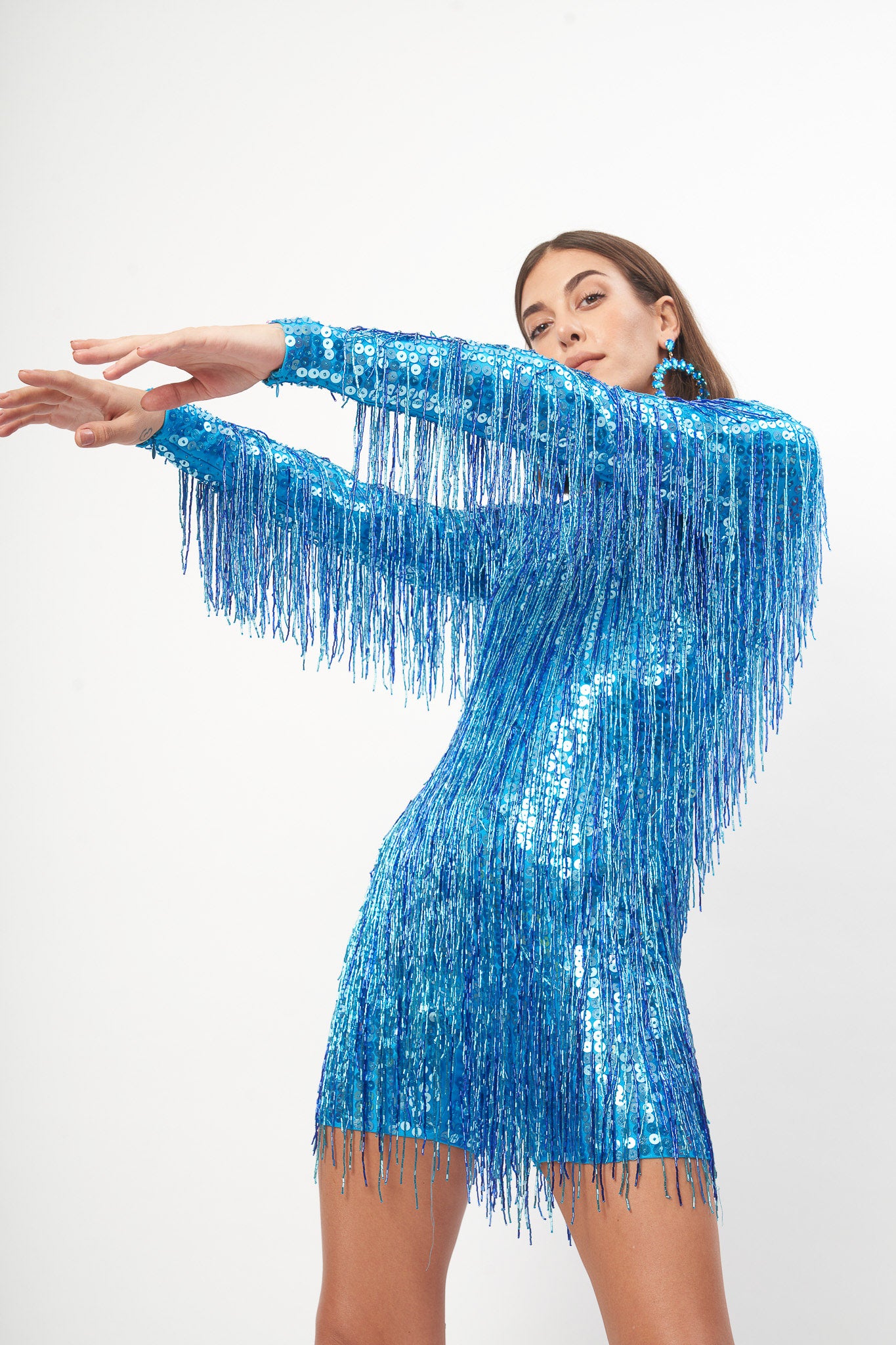 Electric Blue Sequin Fringe Dress